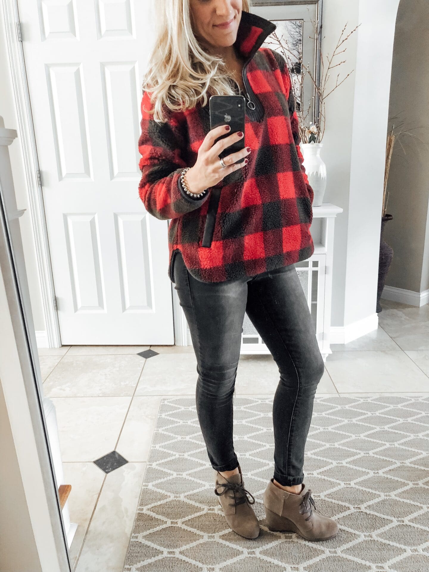 old navy buffalo plaid sherpa