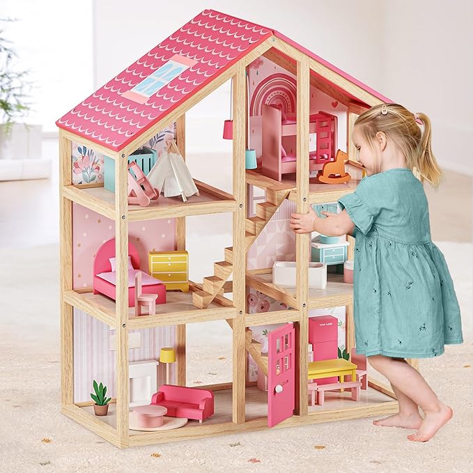 Wooden Dollhouse, Gift Ideas for Kids, Gift Ideas for Girls